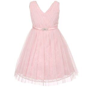 Little Girls Sleeveless VNeck Easter Wedding Party Birthday Flower Girl Dress